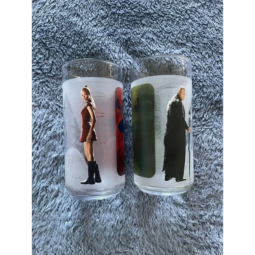 PAIR OF BURGER KING 2008 STAR TREK NERO & UHURA COLLECTIBLE TUMBLER GLASSES 16oz